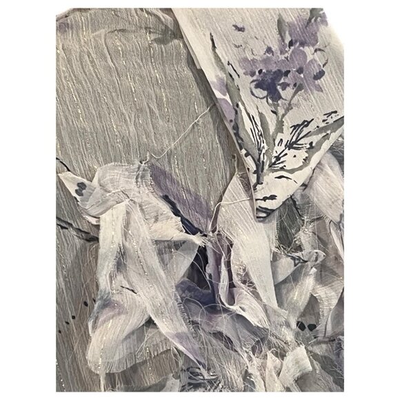 90's U Dress By Sharon Sleeveless Purple Metallic Thread Ruffled Top New Large - Picture 4 of 12